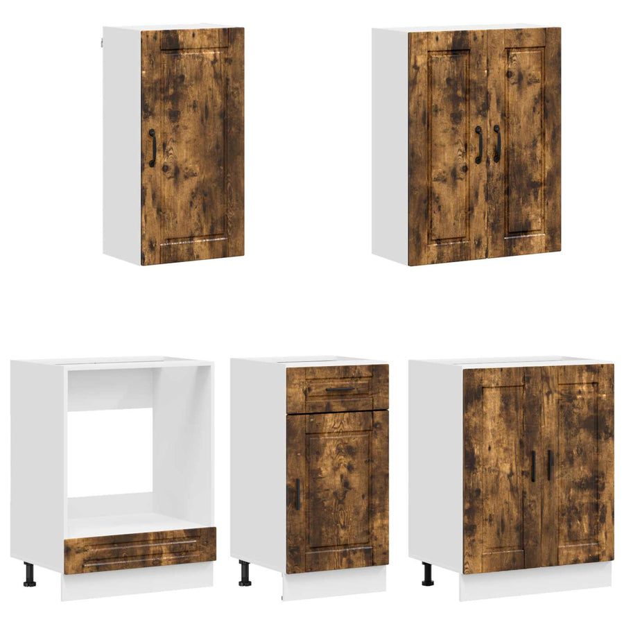Keukenblok PORTO 5 pcs Gerookt eiken Bewerkt hout