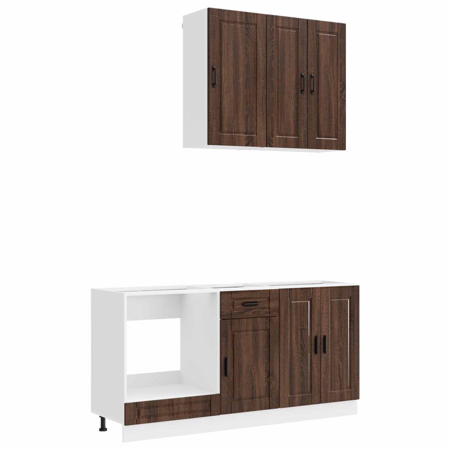 Keukenblok PORTO 5 pcs Bruin eiken Bewerkt hout