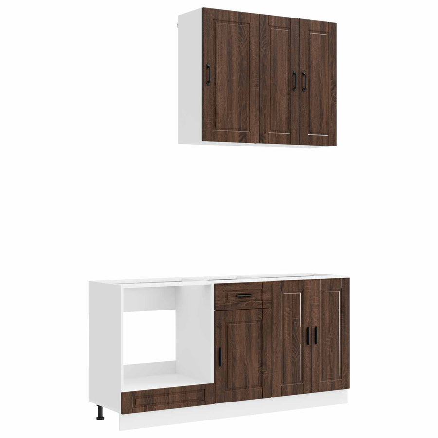 Keukenblok PORTO 5 pcs Bruin eiken Bewerkt hout