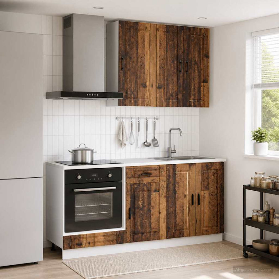 Keukenblok PORTO 5 pcs Oud hout Bewerkt hout