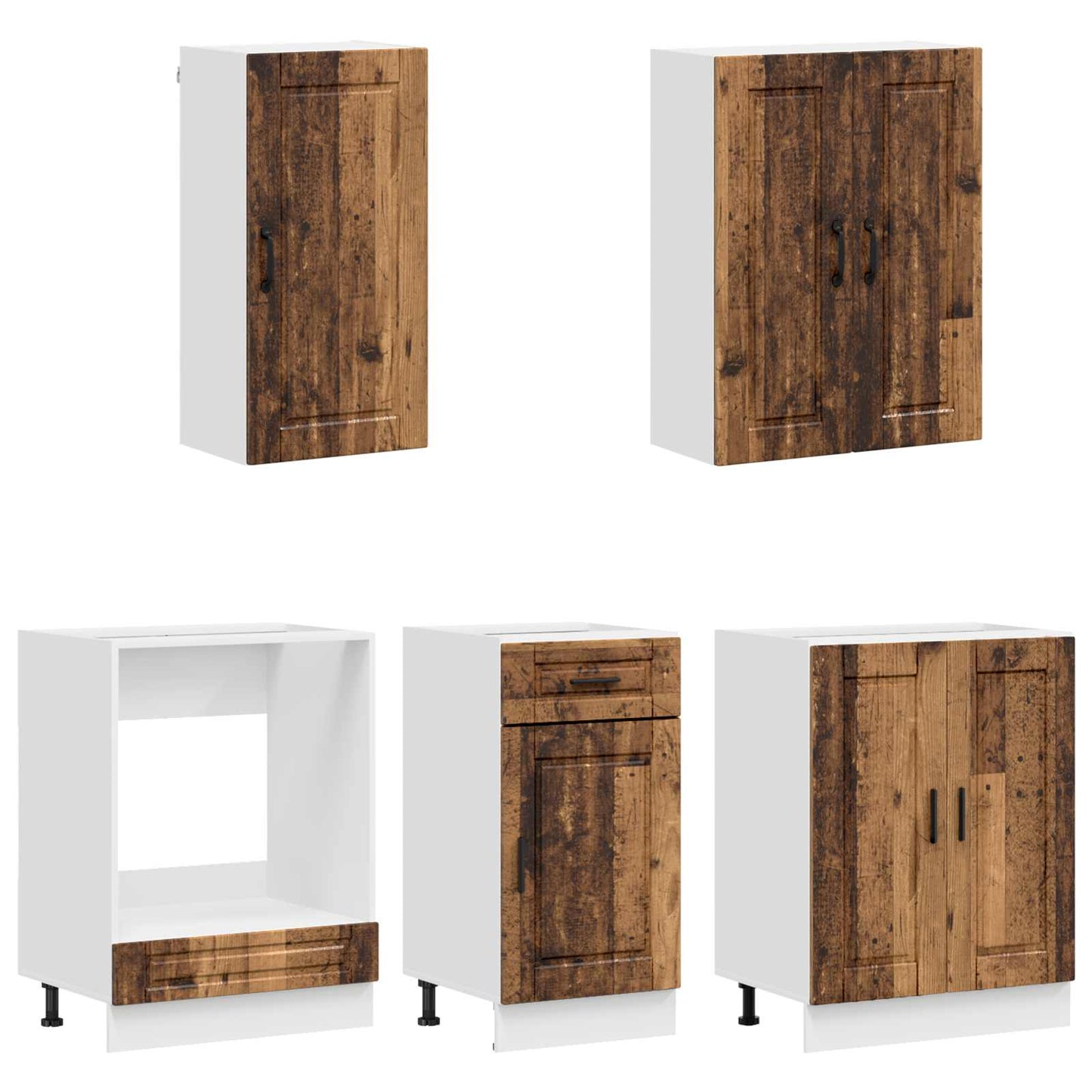 Keukenblok PORTO 5 pcs Oud hout Bewerkt hout