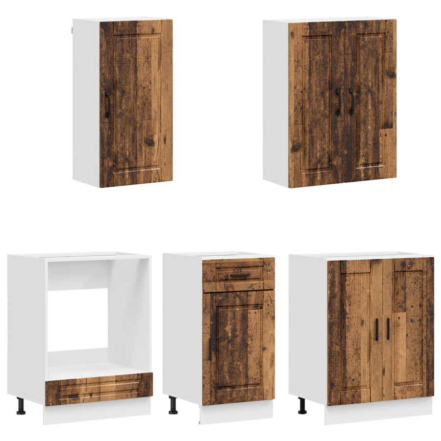 Keukenblok PORTO 5 pcs Oud hout Bewerkt hout