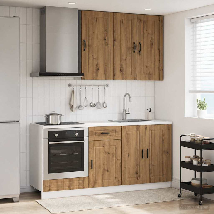 Keukenblok PORTO 5 pcs Artisanaal eiken Bewerkt hout