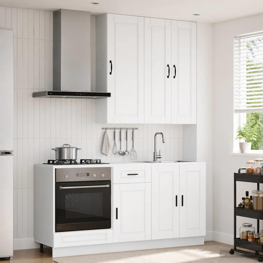 Keukenblok PORTO 5 pcs Wit Bewerkt hout