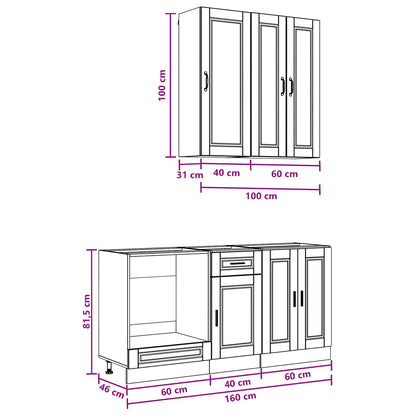 Keukenblok PORTO 5 pcs Zwart Bewerkt hout