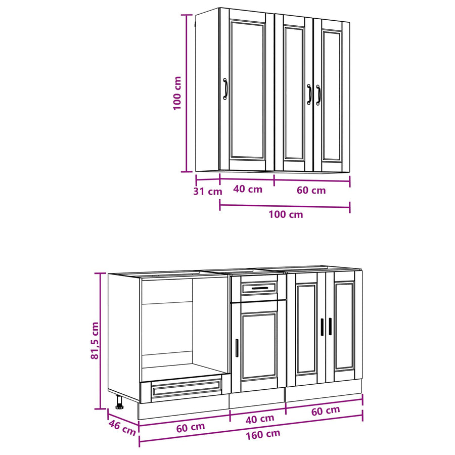 Keukenblok PORTO 5 pcs Sonoma Eiken Bewerkt hout