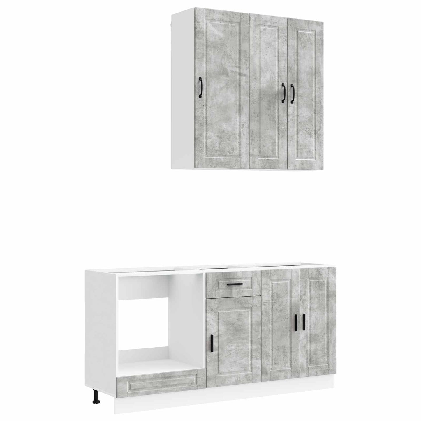 Keukenblok PORTO 5 pcs Betongrijs Bewerkt hout