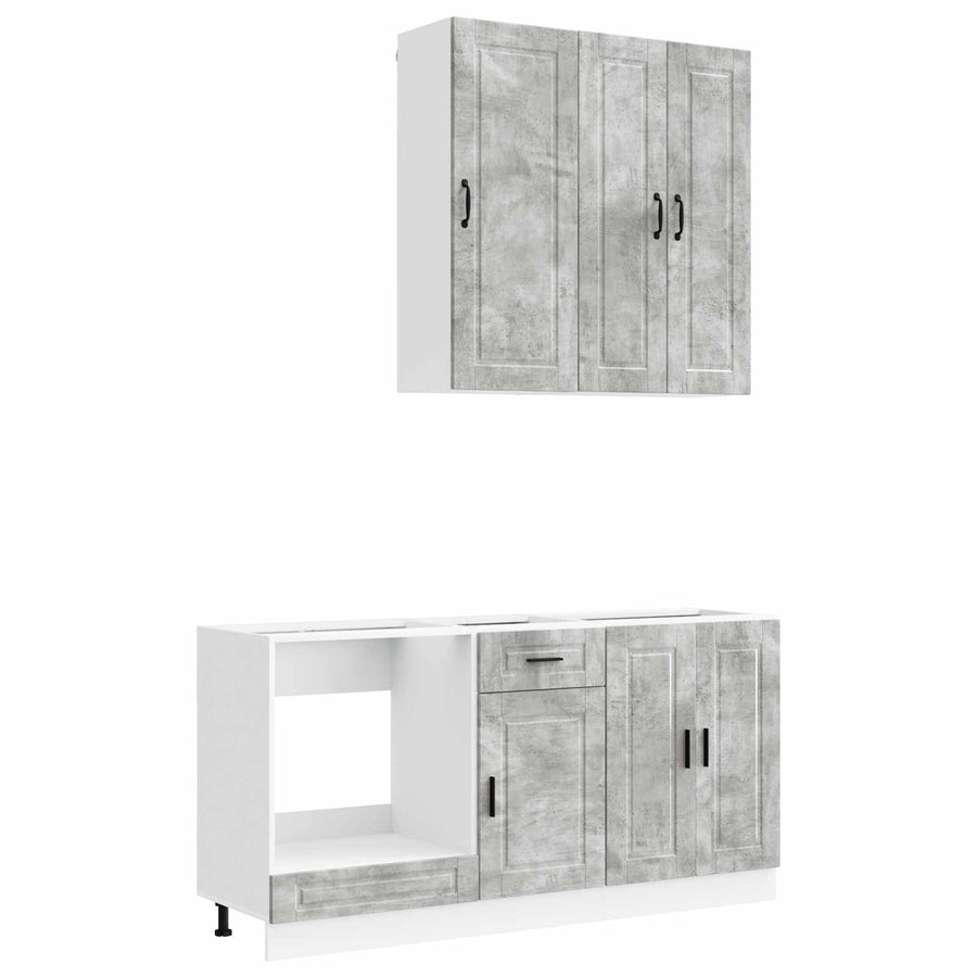 Keukenblok PORTO 5 pcs Betongrijs Bewerkt hout