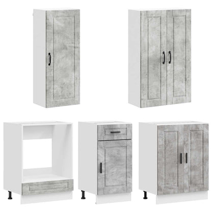 Keukenblok PORTO 5 pcs Betongrijs Bewerkt hout