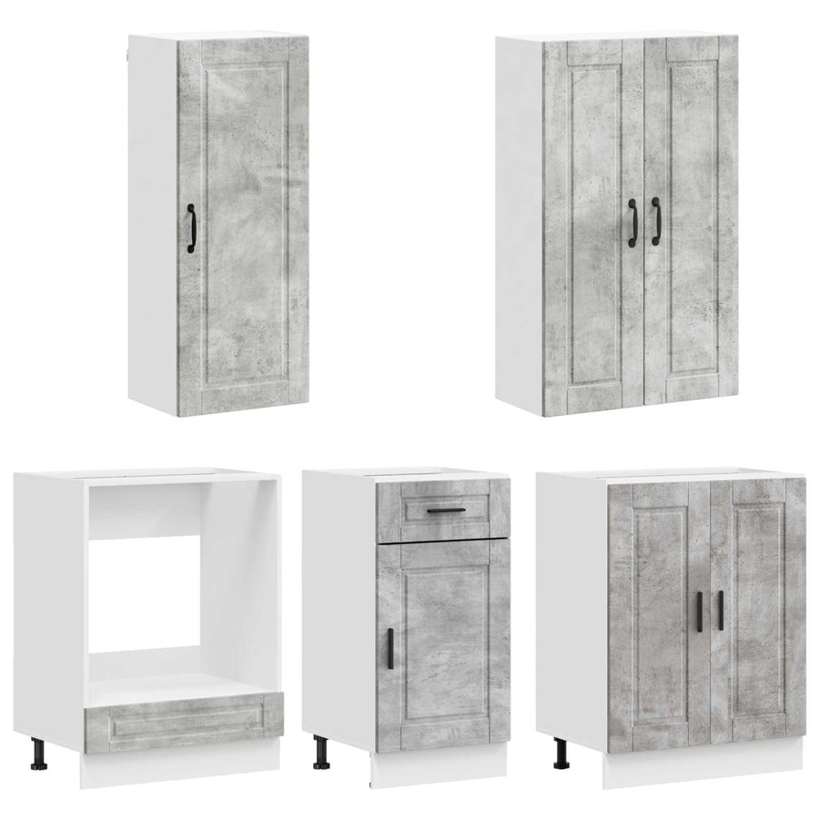 Keukenblok PORTO 5 pcs Betongrijs Bewerkt hout