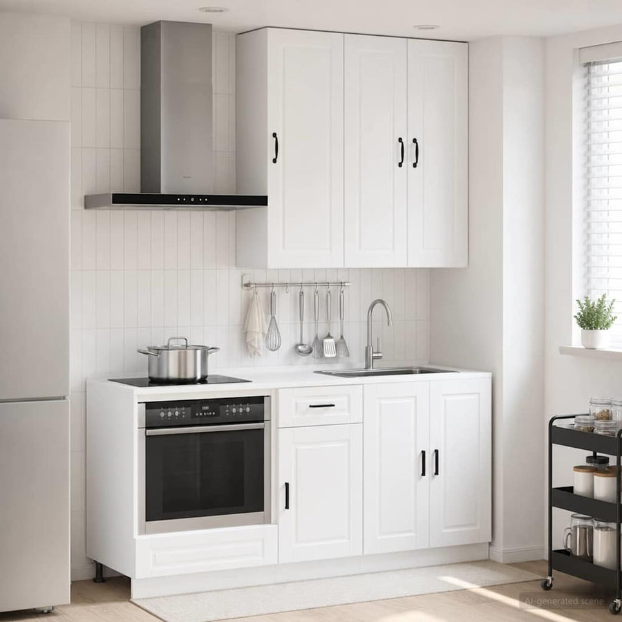 Keukenblok PORTO 5 pcs Hoogglans Wit Bewerkt hout