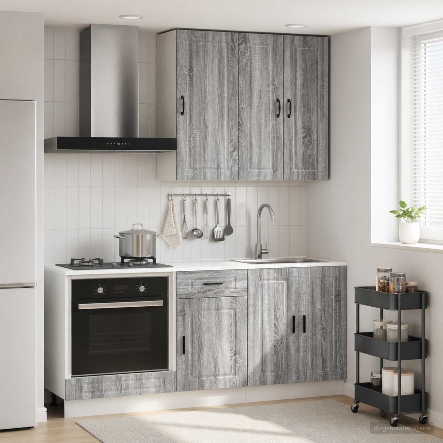 Keukenblok PORTO 5 pcs Grijs Sonoma Bewerkt hout