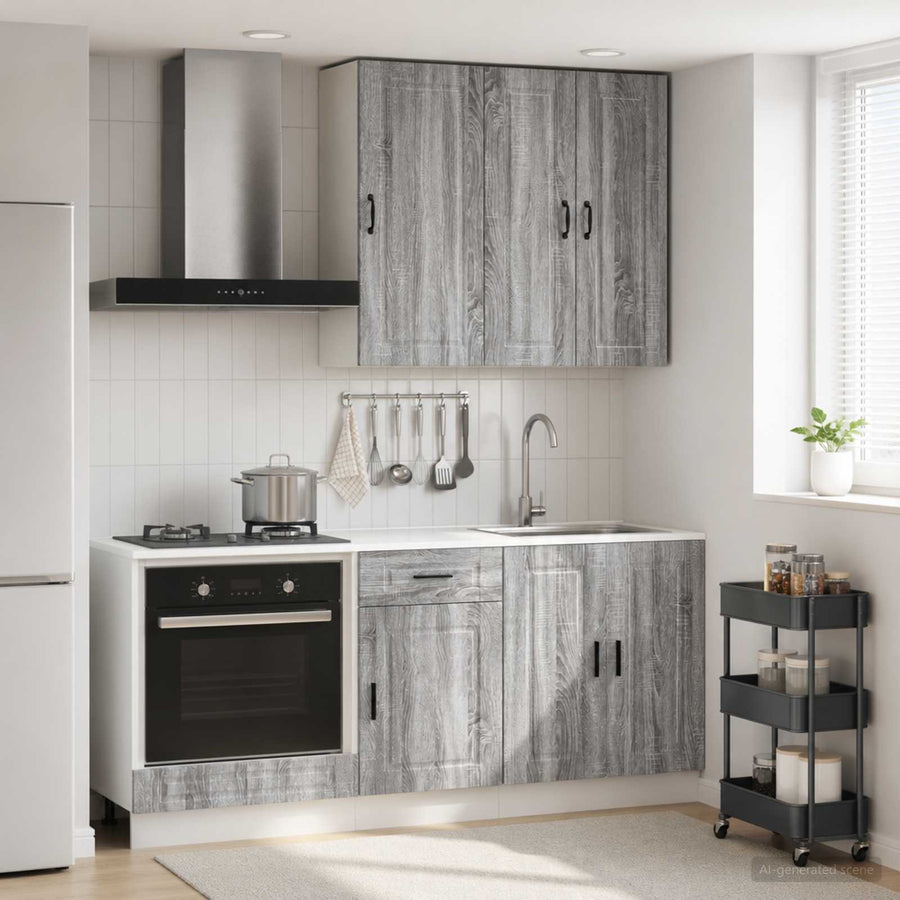Keukenblok PORTO 5 pcs Grijs Sonoma Bewerkt hout