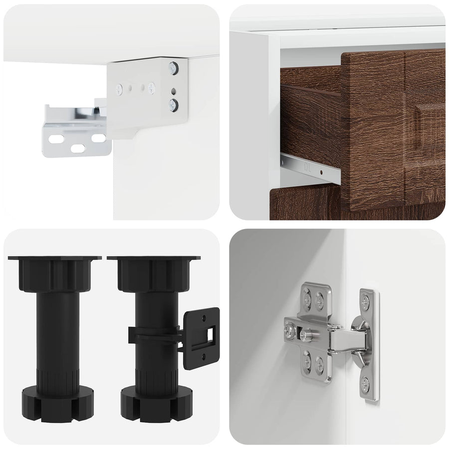 Keukenblok PORTO 5 pcs Bruin eiken Bewerkt hout