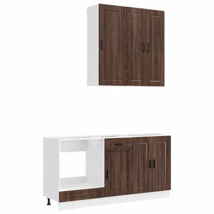 Keukenblok PORTO 5 pcs Bruin eiken Bewerkt hout