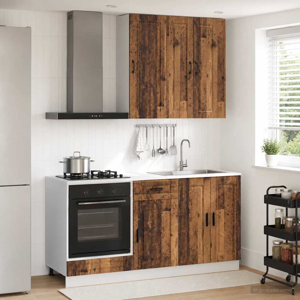 Keukenblok PORTO 5 pcs Oud hout Bewerkt hout