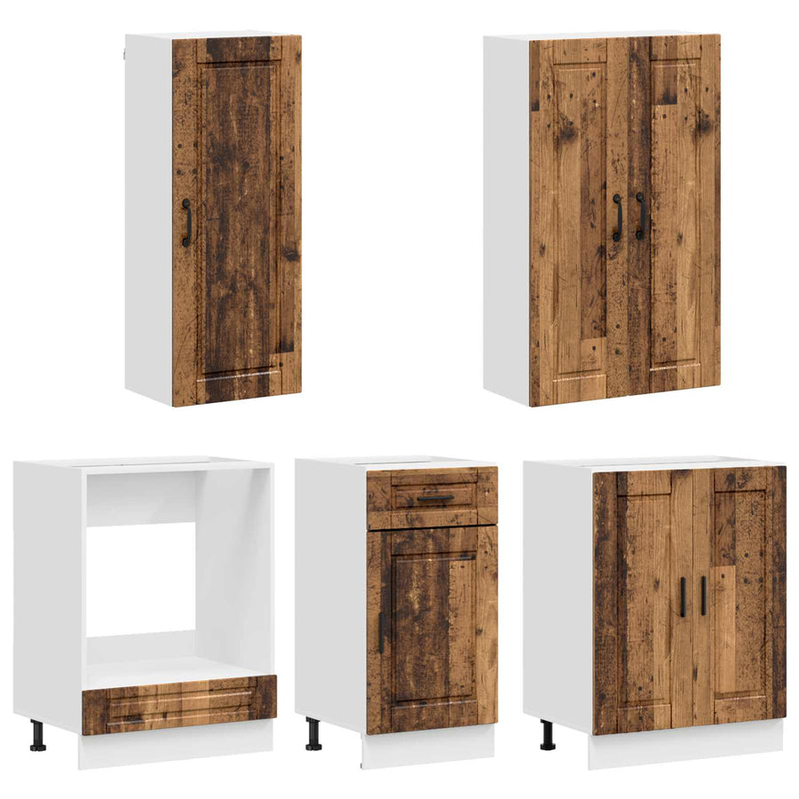 Keukenblok PORTO 5 pcs Oud hout Bewerkt hout