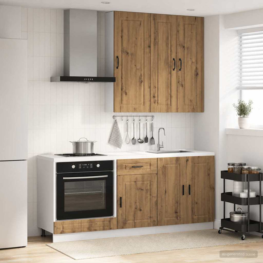 Keukenblok PORTO 5 pcs Artisanaal eiken Bewerkt hout