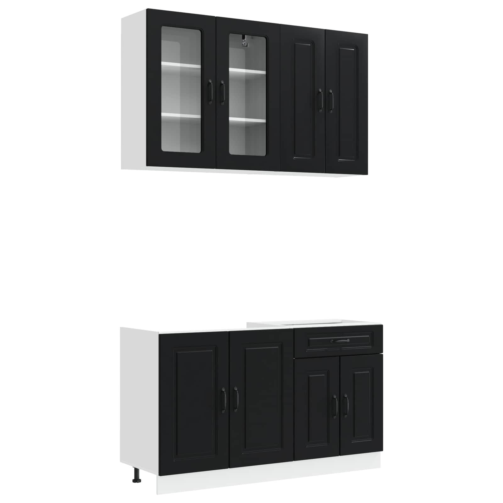 Keukenblok KALMAR 4 pcs Zwart Bewerkt hout