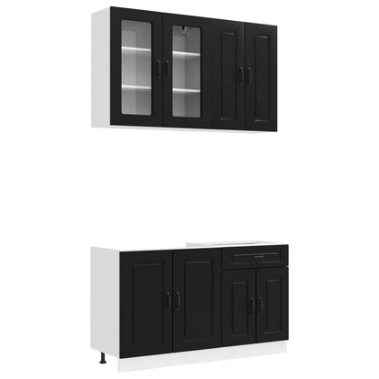 Keukenblok KALMAR 4 pcs Zwart Bewerkt hout