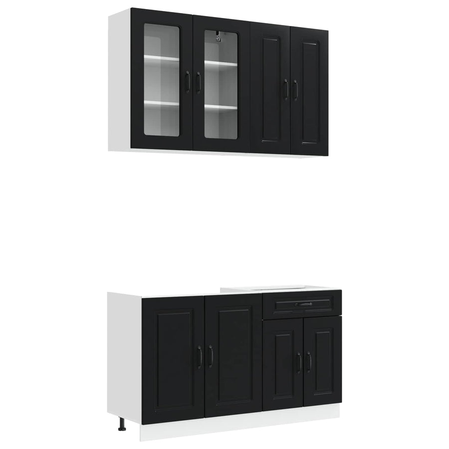 Keukenblok KALMAR 4 pcs Zwart Bewerkt hout
