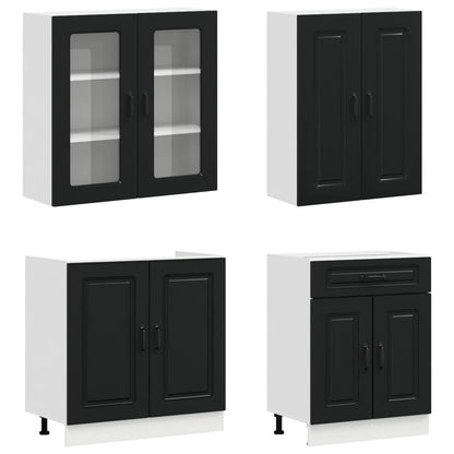 Keukenblok KALMAR 4 pcs Zwart Bewerkt hout