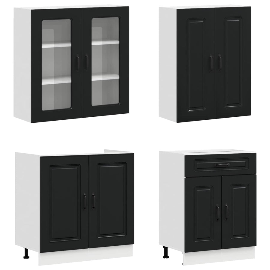 Keukenblok KALMAR 4 pcs Zwart Bewerkt hout