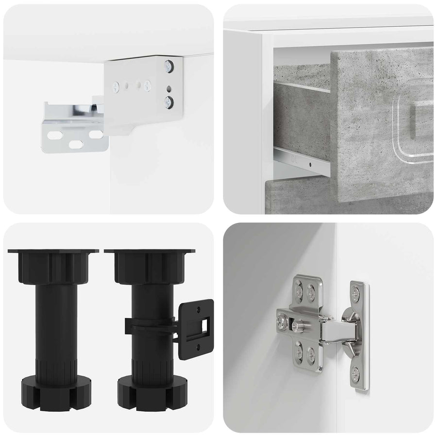 Keukenblok KALMAR 4 pcs Betongrijs Bewerkt hout