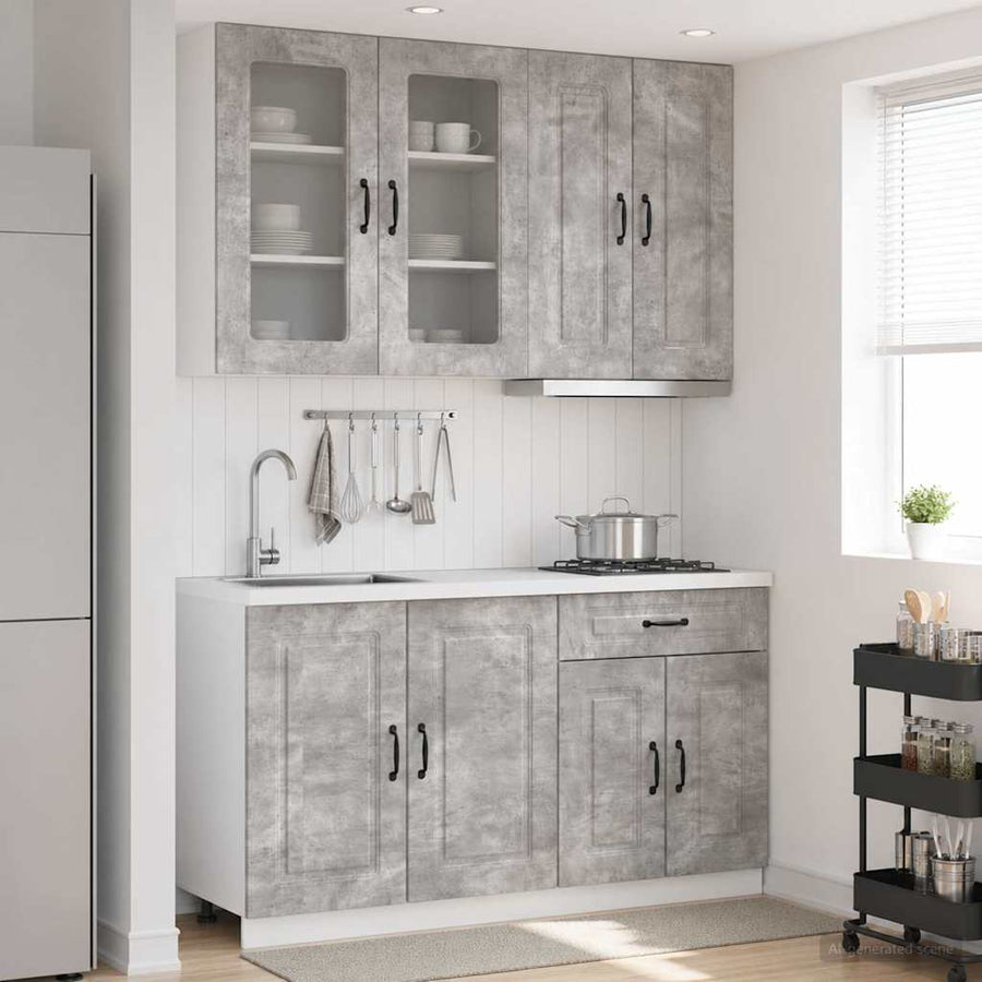 Keukenblok KALMAR 4 pcs Betongrijs Bewerkt hout