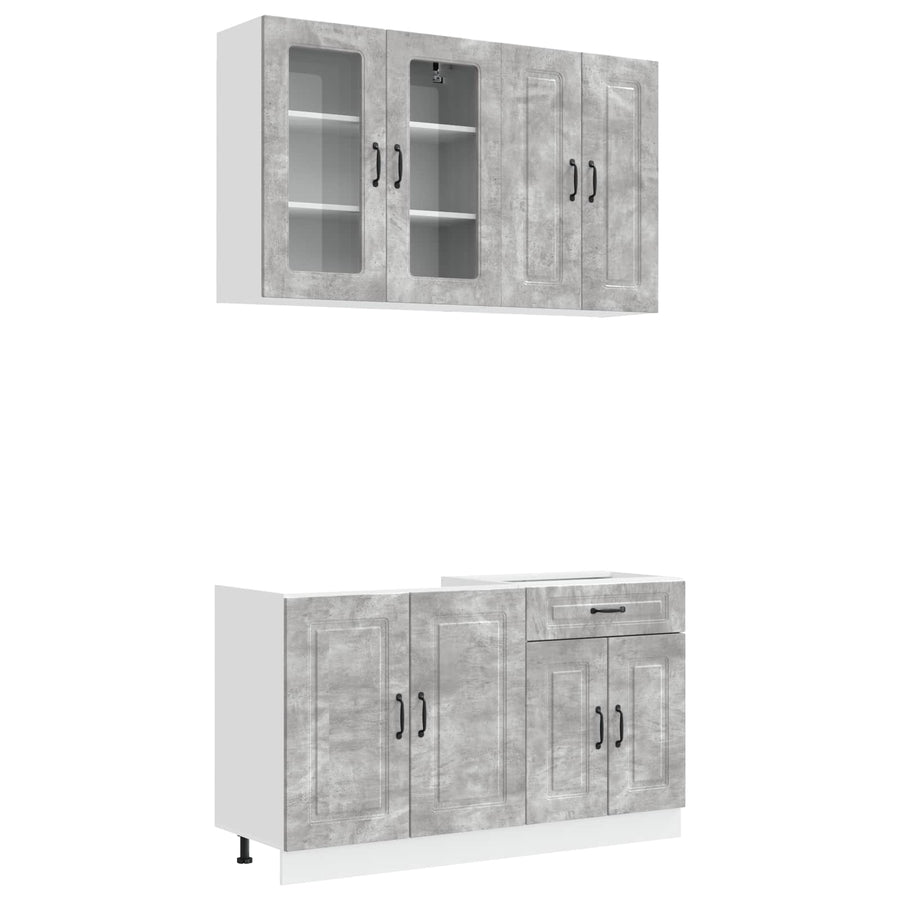 Keukenblok KALMAR 4 pcs Betongrijs Bewerkt hout