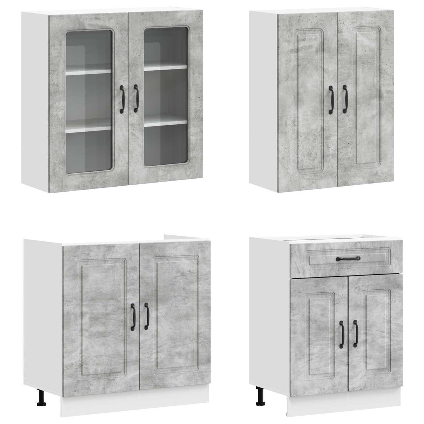 Keukenblok KALMAR 4 pcs Betongrijs Bewerkt hout