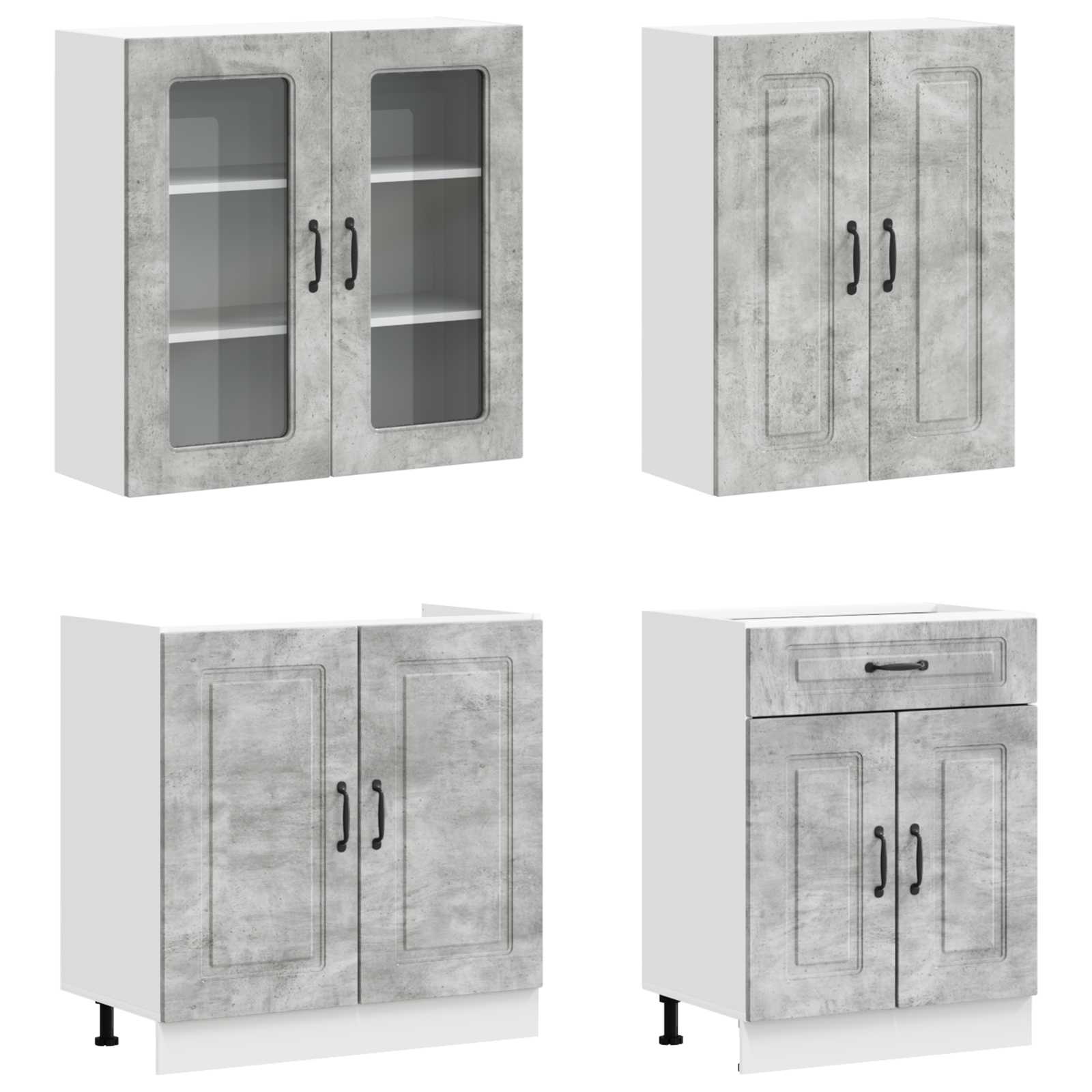Keukenblok KALMAR 4 pcs Betongrijs Bewerkt hout