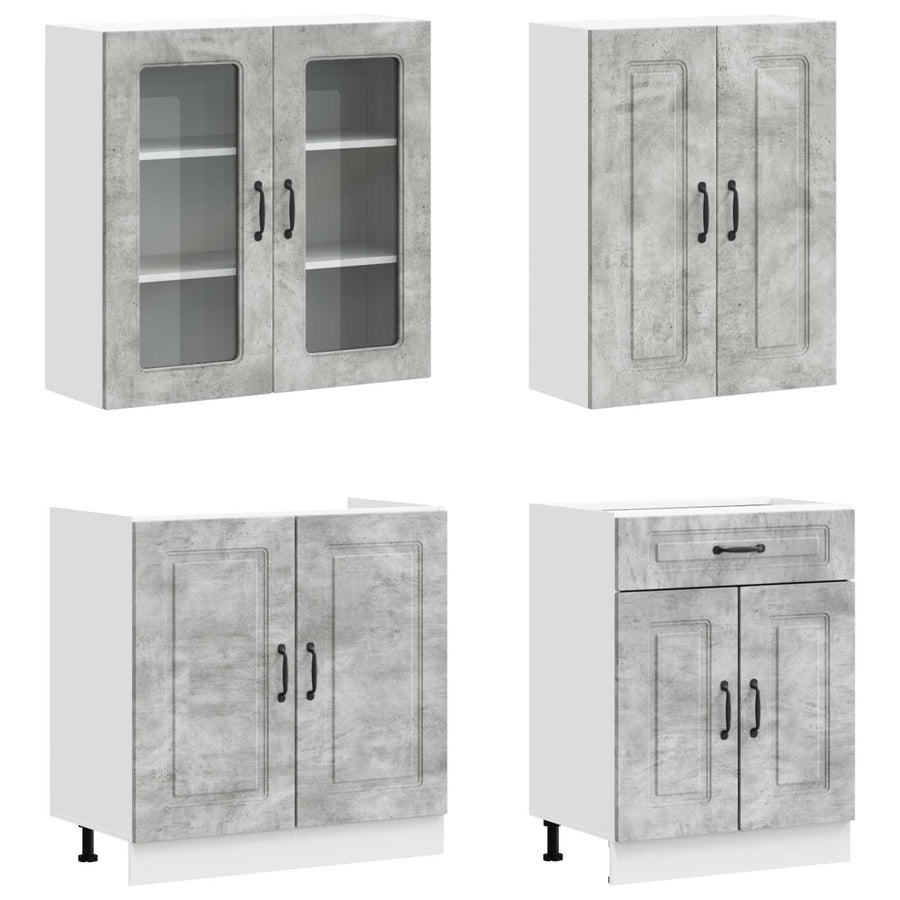 Keukenblok KALMAR 4 pcs Betongrijs Bewerkt hout