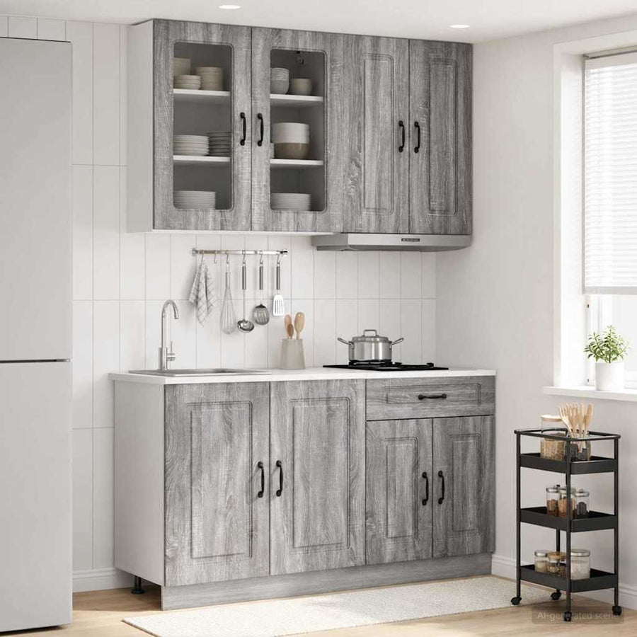 Keukenblok KALMAR 4 pcs Grijs Sonoma Bewerkt hout