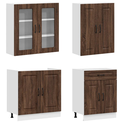 Keukenblok KALMAR 4 pcs Bruin eiken Bewerkt hout