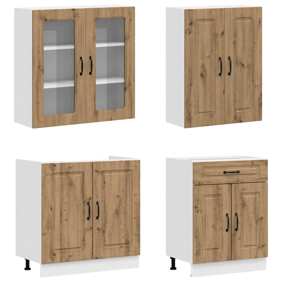 Keukenblok KALMAR 4 pcs Artisanaal eiken Bewerkt hout