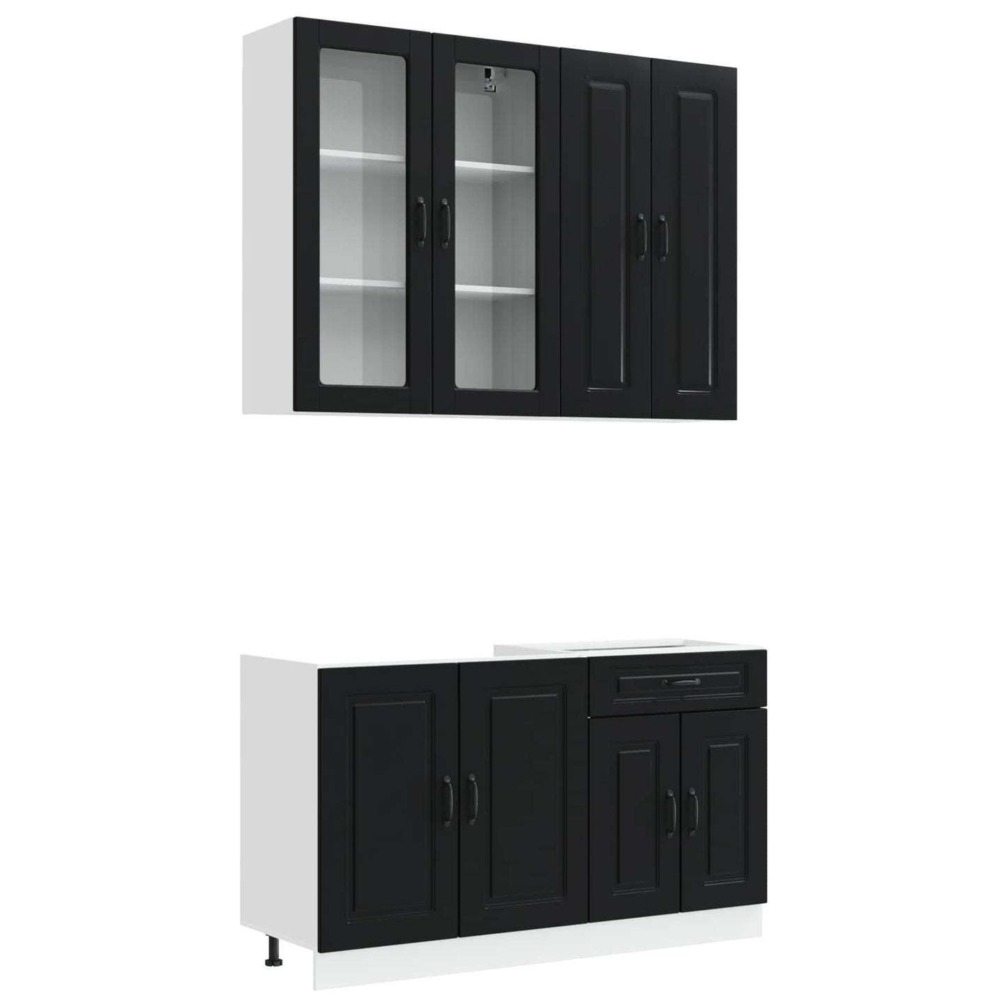 Keukenblok KALMAR 4 pcs Zwart Bewerkt hout