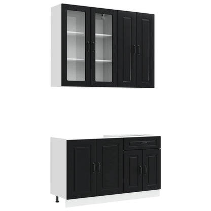 Keukenblok KALMAR 4 pcs Zwart Bewerkt hout