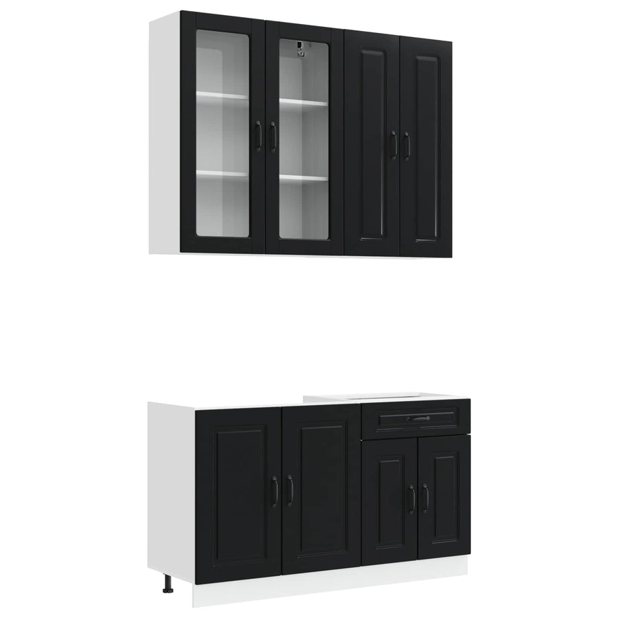 Keukenblok KALMAR 4 pcs Zwart Bewerkt hout