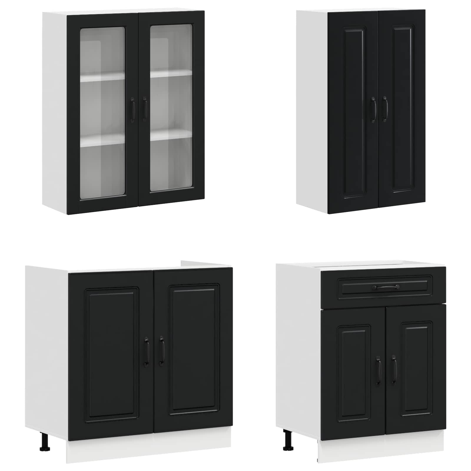 Keukenblok KALMAR 4 pcs Zwart Bewerkt hout