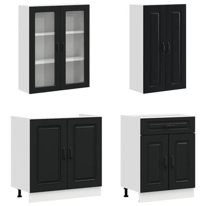 Keukenblok KALMAR 4 pcs Zwart Bewerkt hout