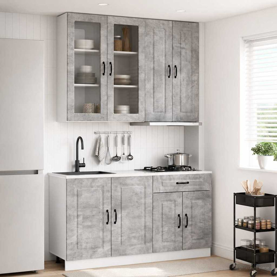 Keukenblok KALMAR 4 pcs Betongrijs Bewerkt hout