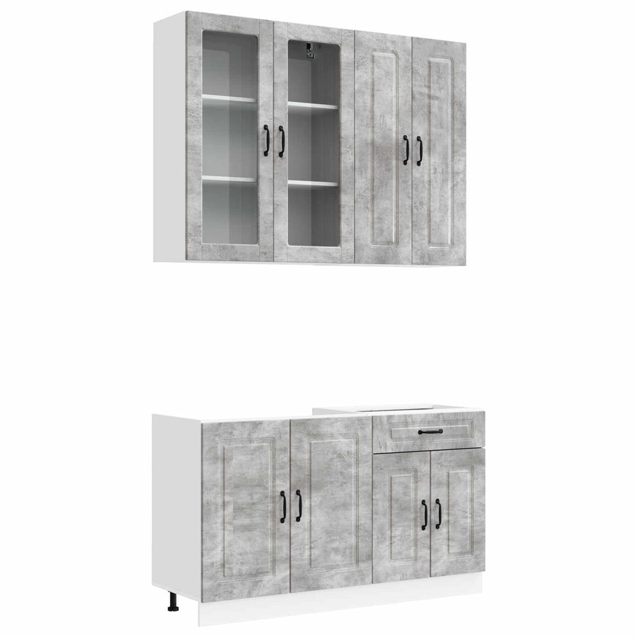 Keukenblok KALMAR 4 pcs Betongrijs Bewerkt hout