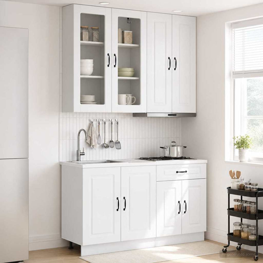 Keukenblok KALMAR 4 pcs Hoogglans Wit Bewerkt hout