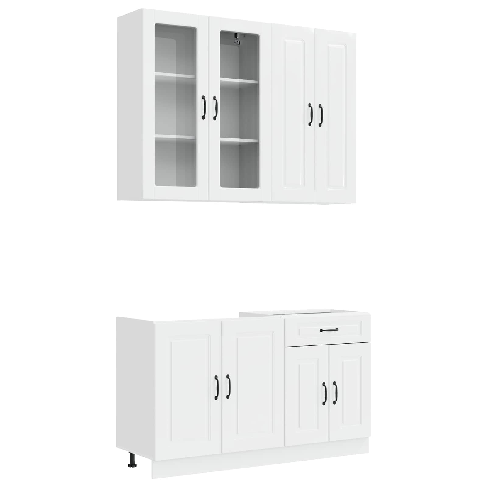 Keukenblok KALMAR 4 pcs Hoogglans Wit Bewerkt hout