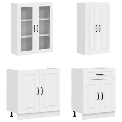 Keukenblok KALMAR 4 pcs Hoogglans Wit Bewerkt hout