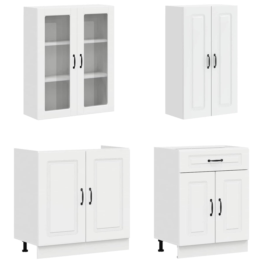 Keukenblok KALMAR 4 pcs Hoogglans Wit Bewerkt hout