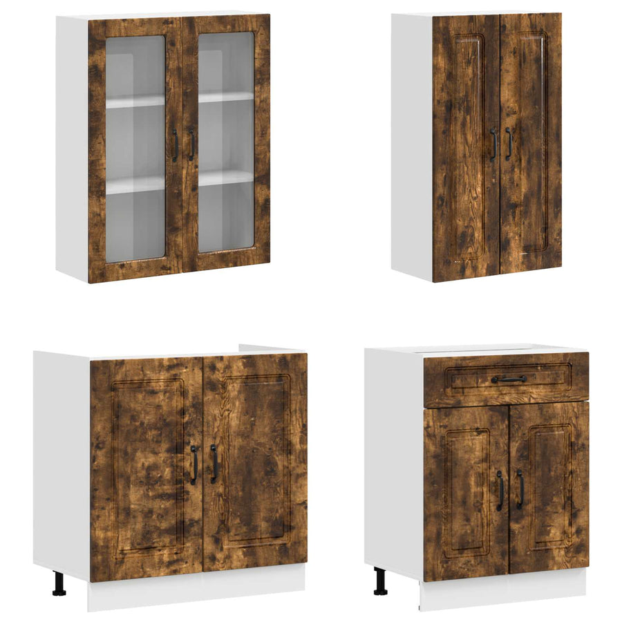 Keukenblok KALMAR 4 pcs Gerookt eiken Bewerkt hout