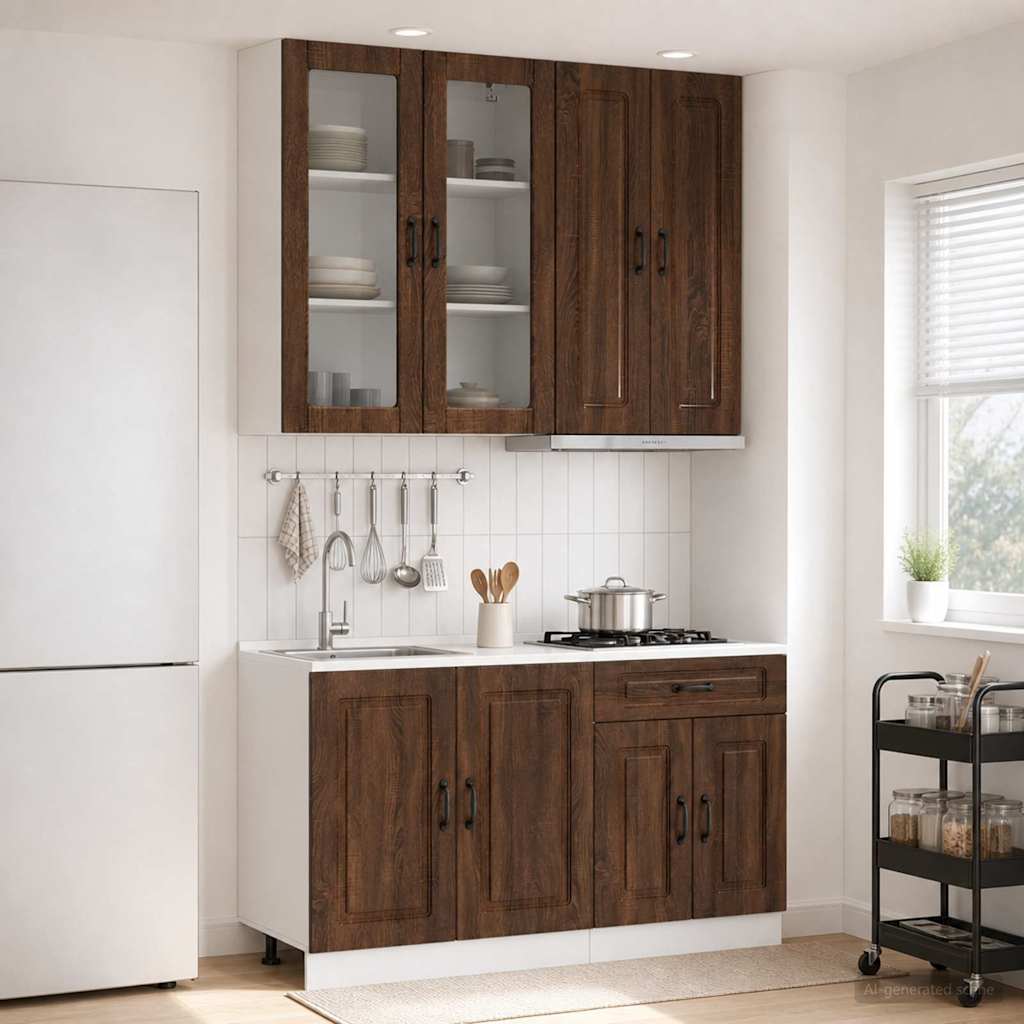 Keukenblok KALMAR 4 pcs Bruin eiken Bewerkt hout
