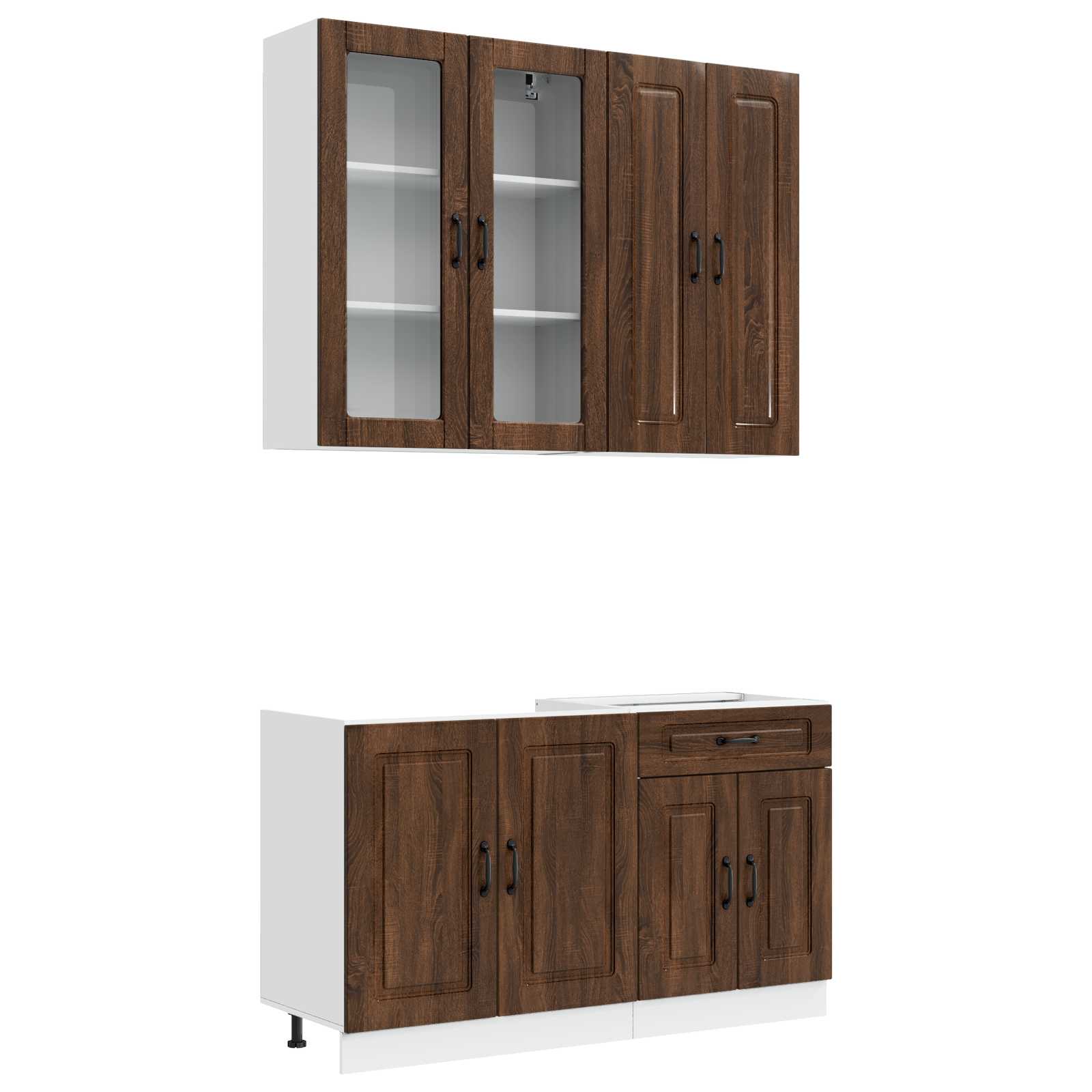Keukenblok KALMAR 4 pcs Bruin eiken Bewerkt hout